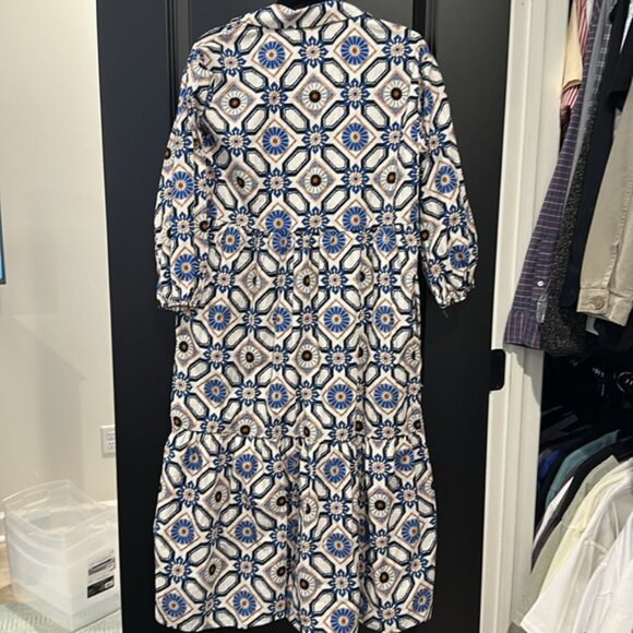 Maeve Blue and White Puff Sleeve Sundress - Picture 3 of 3